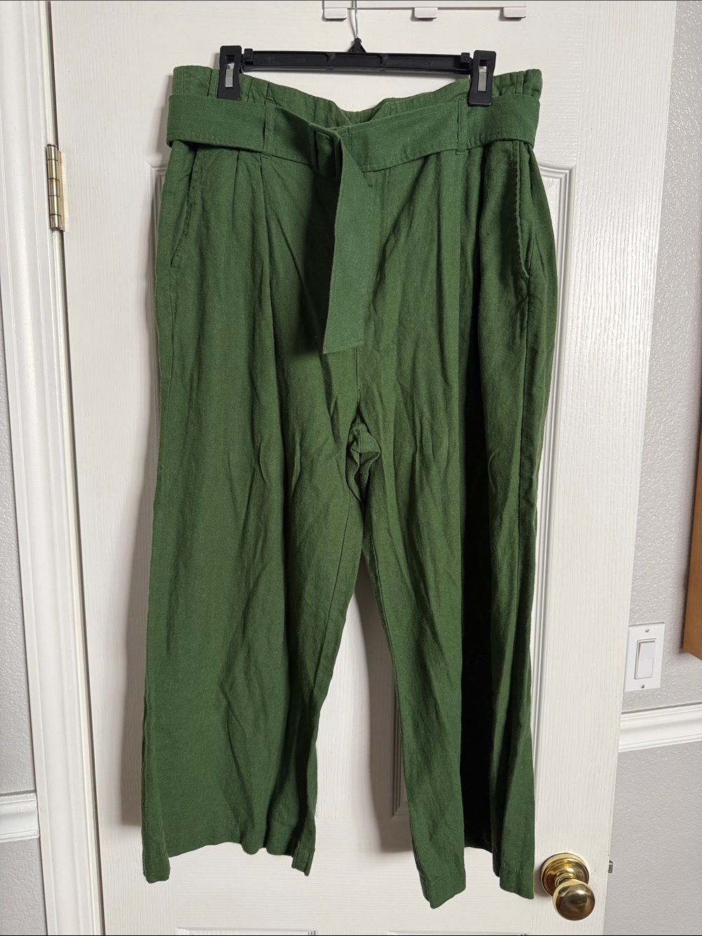 bp Green Paperbag Waist Chinos with Self Tie